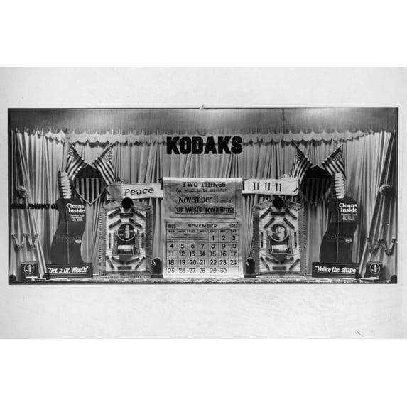 Print: Toothbrush Display In Store Window Of The Hurst Pharmacy Co.