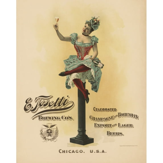 Print: Tosetti Brewery, Lager Beer, Chicago, Illinois, 1894