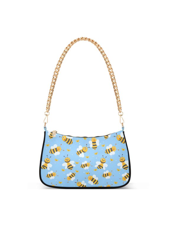 Print Tote Bag for Women Bee Shoulder Bag Shoulder Handbags Chain Strap