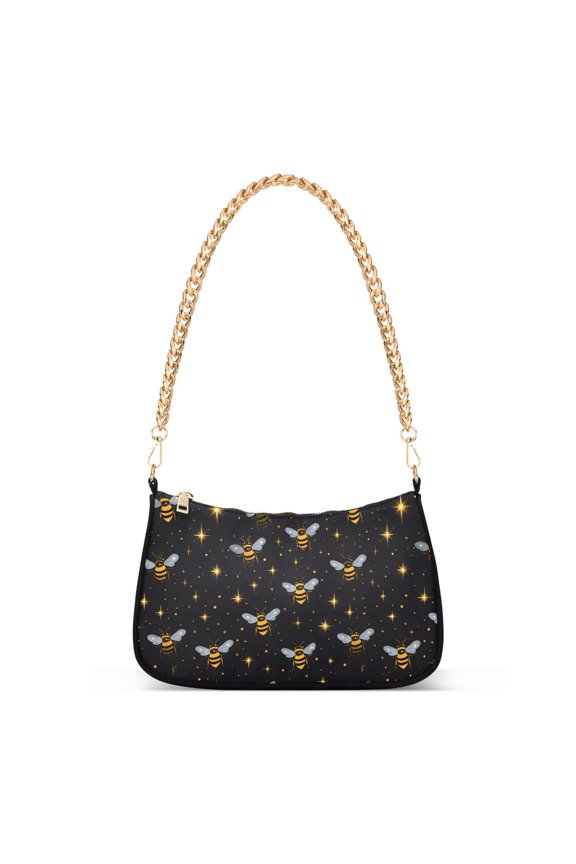 Print Tote Bag for Women Bees Stars Shoulder Bag Shoulder Handbags Chain Strap
