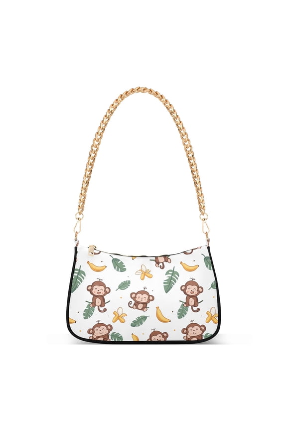 Print Tote Bag for Women Cartoon Monkey Shoulder Bag Shoulder Handbags Chain Strap