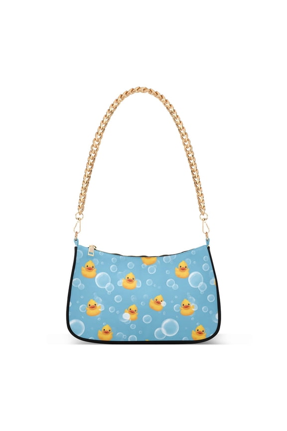Print Tote Bag for Women Cartoon Yellow Duck Shoulder Bag Shoulder Handbags Chain Strap