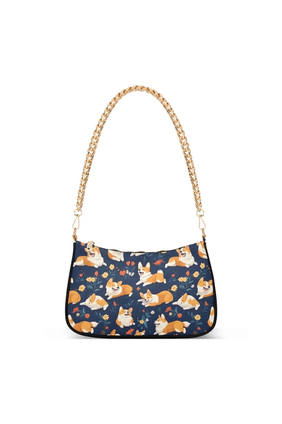 Print Tote Bag for Women Corgis Shoulder Bag Shoulder Handbags Chain Strap
