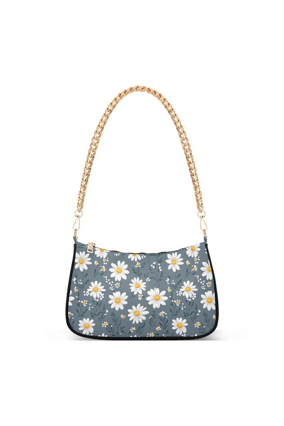 Print Tote Bag for Women Daisy Shoulder Bag Shoulder Handbags Chain Strap