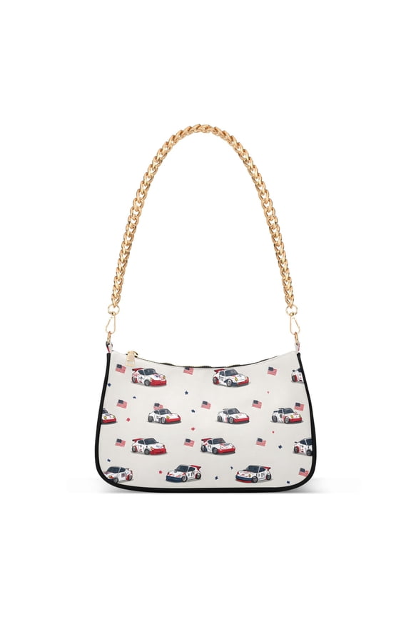 Print Tote Bag for Women Falg Racing Car Shoulder Bag Shoulder Handbags Chain Strap
