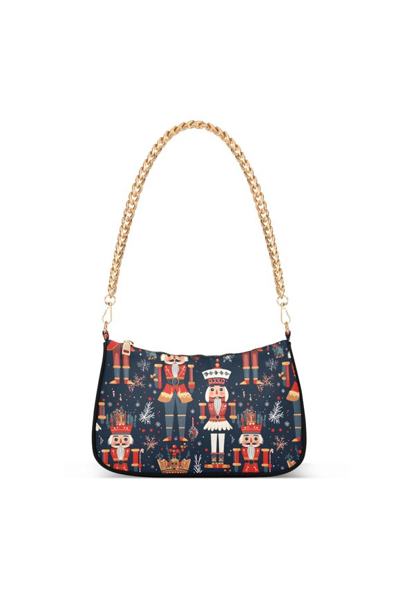 Print Tote Bag for Women Nutcracker Christmas Shoulder Bag Shoulder Handbags Chain Strap