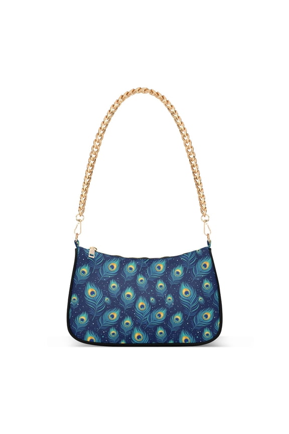 Print Tote Bag for Women Peacock Bird Feather Pattern Shoulder Bag Shoulder Handbags Chain Strap