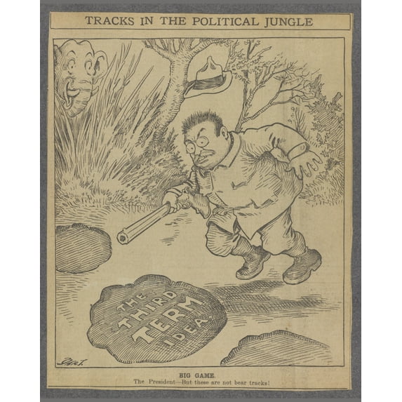 Print: Tracks In The Political Jungle Big Game. The President - But These