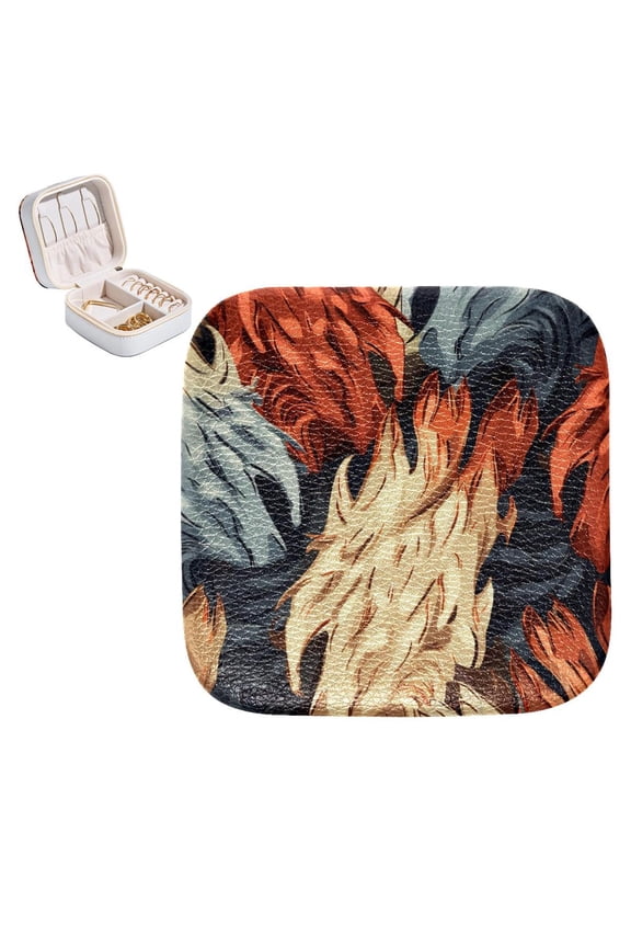 Print Travel Portable Square Jewelry Box Earring Necklace Bracelet Organizer Storage Display Case Holder Stand Decorative Box