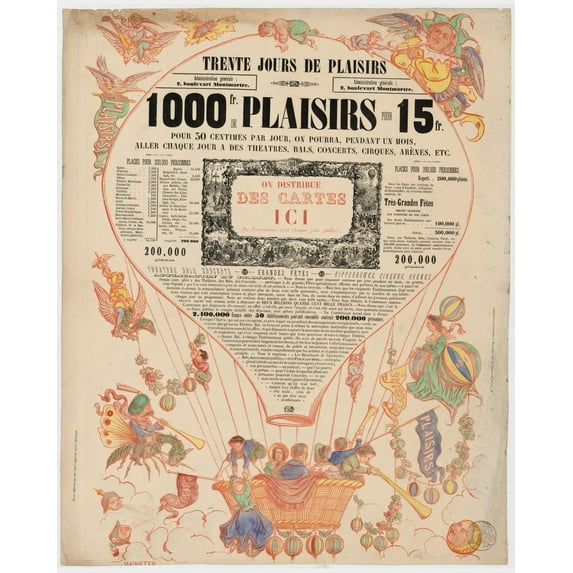 Print: Trente Jours De Plaisirs. 1000 Fr. De Plaisirs Pour 15 Fr. Pour 50