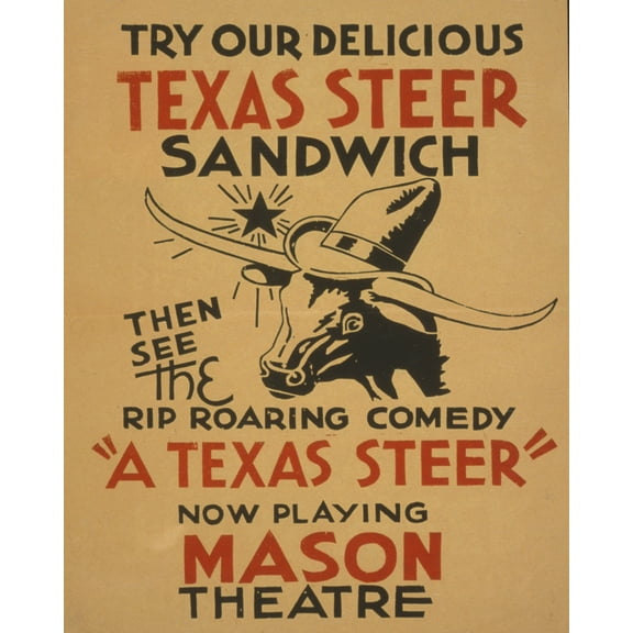 Print: Try Our Delicious Texas Steer Sandwich, Then See The Rip Roaring