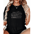 thumbnail image 1 of Print Tshirt Graphic Tees Cute Cat Reading Books Shirts Black S-5XL Everyday Tops, 1 of 5
