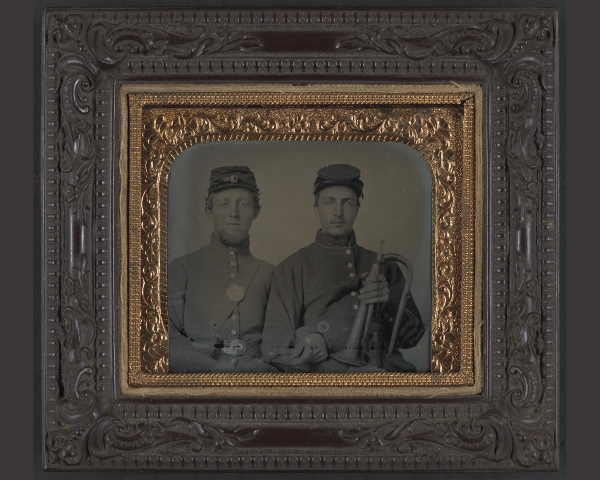 Print: Two Unidentified Soldiers In Union Uniforms With Linked Arms ...