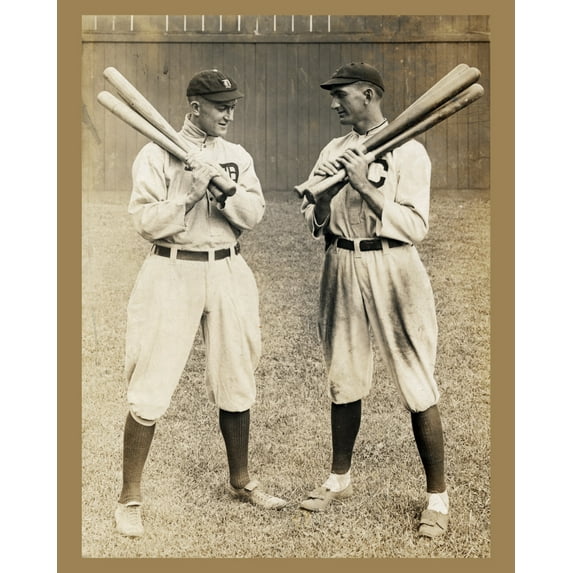 Print: Ty Cobb, Detroit, And Joe Jackson, Cleveland, Standing Alongside