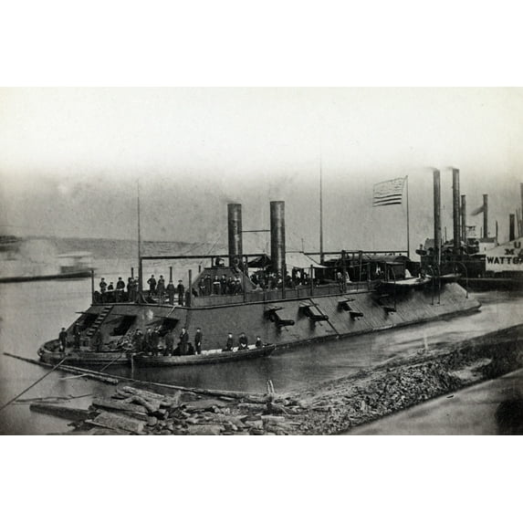Print: U.S. Gunboat Cairo - Mississippi River Fleet, circa 1861