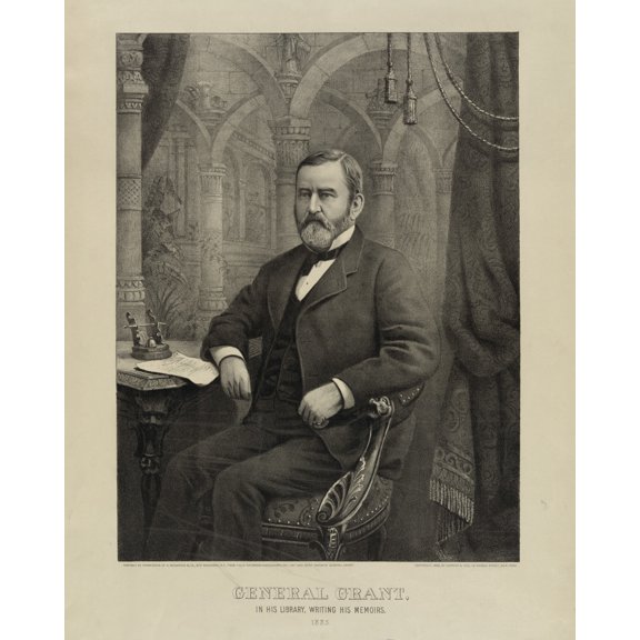 Print: Ulysses Grant: In His Library, Writing His Memoirs