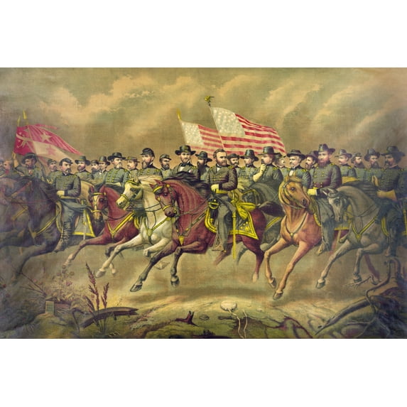 Print: Ulysses S. Grant And His Generals On Horseback, 1865