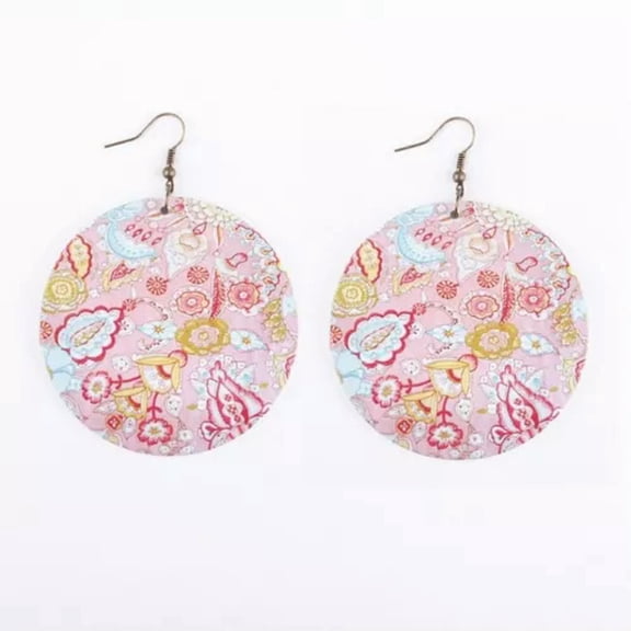 Print Unicorn Pine Pattern Wood Statement Earrings Nature Wood Disc Jewelry