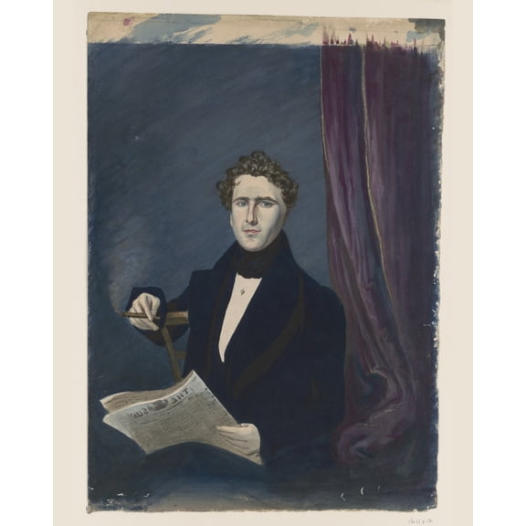 Print: Unidentified Portrait Of A Man Holding The Newspaper, The Sun