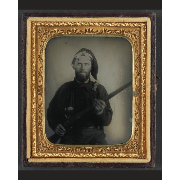 Print: Unidentified Soldier In Confederate Uniform And Corsican Cap With