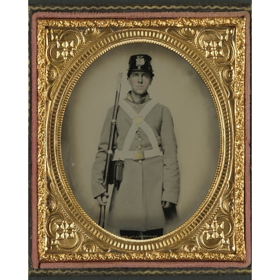 Print: Unidentified Soldier In Confederate Uniform And Kepi With Musket