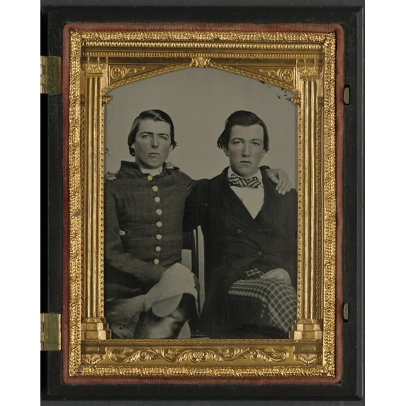 Print: Unidentified Soldier In Confederate Uniform And Unidentified Man