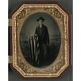 thumbnail image 1 of Print: Unidentified Young Soldier In Union Uniform With American, 1 of 4