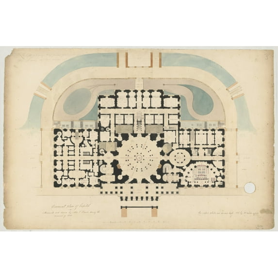 Print: United States Capitol, Washington, D.C. Basement Floor Plan, circa