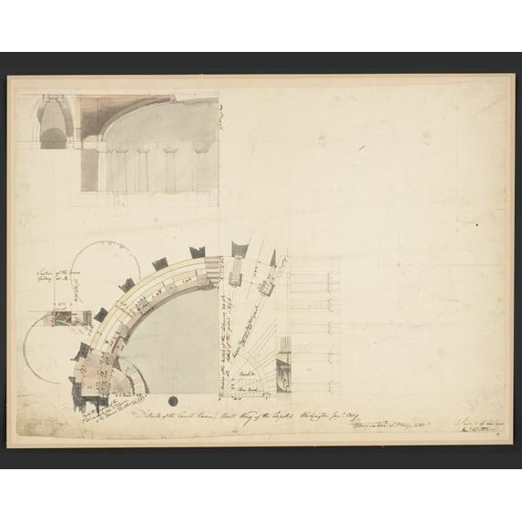 Print: United States Capitol, Washington, D.C. Court Room Plan, Elevation