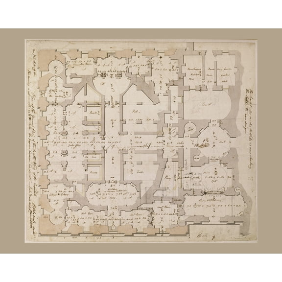 Print: United States Capitol, Washington, D.C. Ground Floor Plan - South