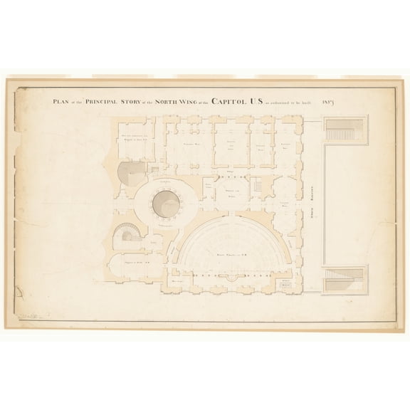 Print: United States Capitol, Washington, D.C. Principal Floor Plan, North
