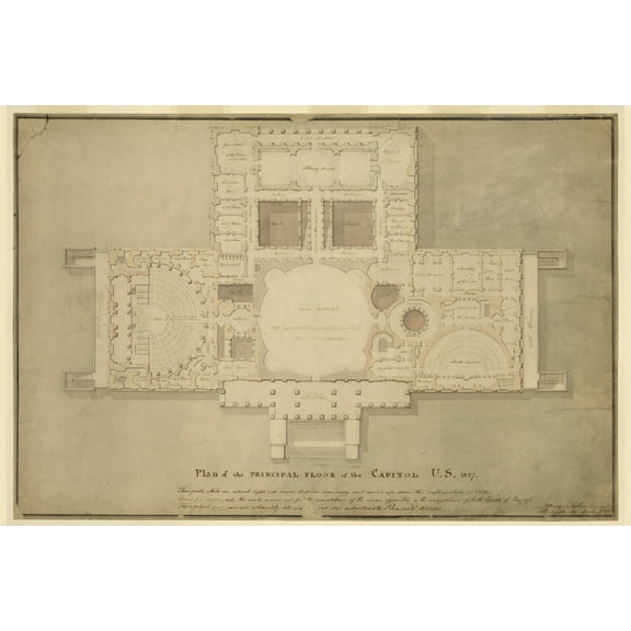 Print: United States Capitol, Washington, D.C. Principle Floor Plan