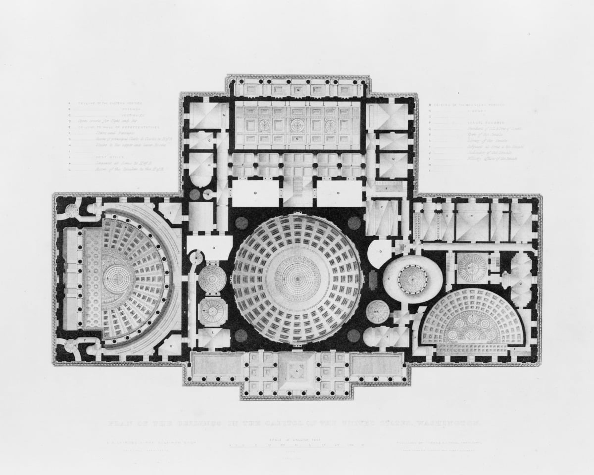 Print: United States Capitol, Washington, D.C. Reflected Ceiling Plan ...
