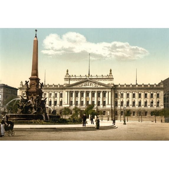 Print: University And Mendebrunnen, Leipsig (I.E., Leipzig), Saxony