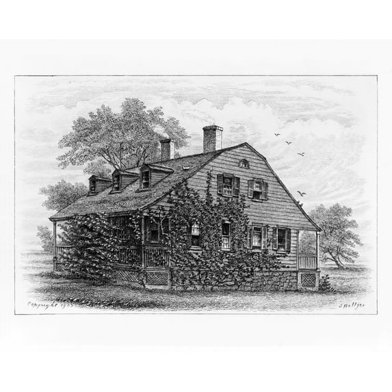 Print: Van De Voor(?) Farm House, 1698, New York, 1905