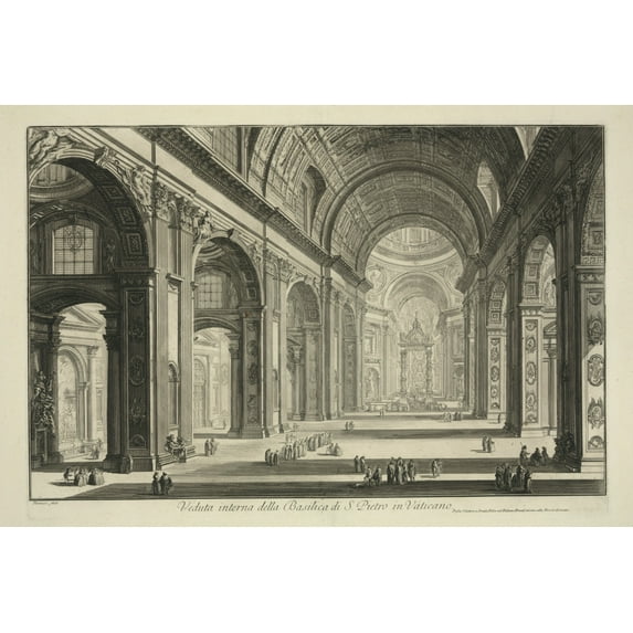 Print: Veduta Interna Della Basilica Di S. Pietro In Vaticano, circa 1750