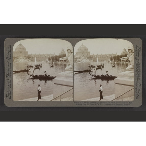 Print: Venice In America, View 2, Picturesque Gondolas On Basin Before