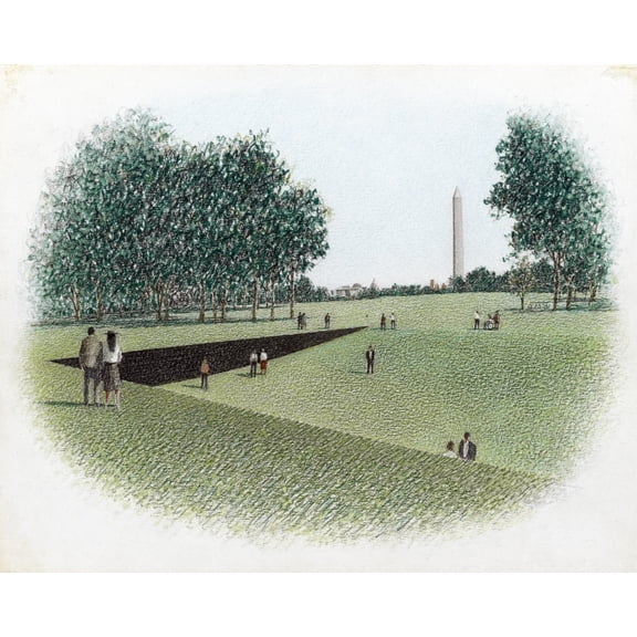 Print: Vietnam Veterans Memorial, Washington, D.C., With The Washington