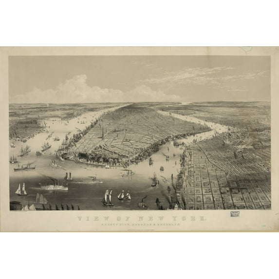 Print: View Of New York: Jersey City, Hoboken & Brooklyn, 1858
