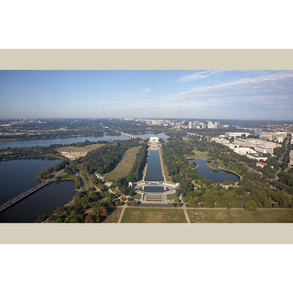 Print: View Of The Lincoln Memorial, Reflecting Pool, And Wwii Memorial