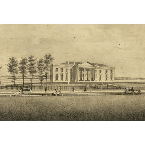 Print: View of President's House. Washington, D.C., circa 1830-1840