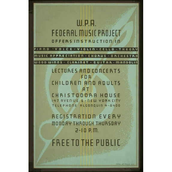Print: W.P.A. Federal Music Project Offers Instruction In Piano, Voice