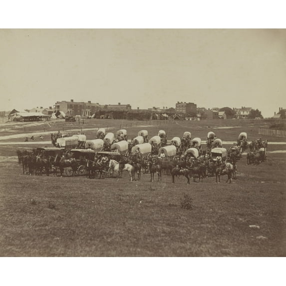 Print: Wagon Train Of U.S. Military Telegraph Corps, Richmond, Va., April