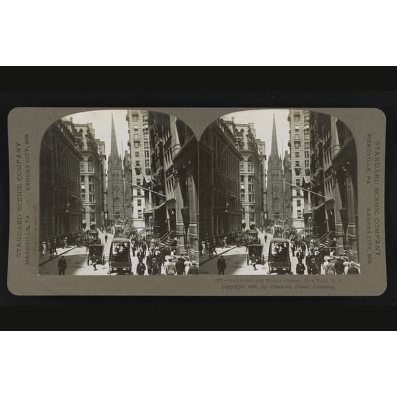 Print: Wall Street And Trinity Church, New York, New York, 1906