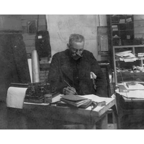 Print: Walter Wellman, Half-Length Portrait, Seated At Desk, Facing
