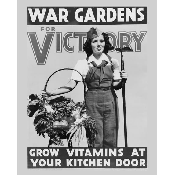 Print: War Gardens For Victory--Grow Vitamins At Your Kitchen Door, circa