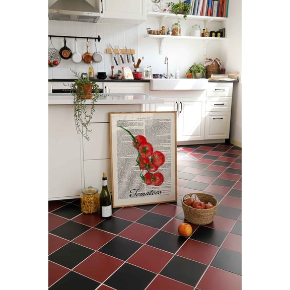 Print Watercolor Tomatoes Poster Collage on antique book page local vegetables wall decoration Vintage Wall Art Kitchen Poster Wall decoration, Poster Only