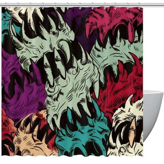 Print Waterproof Shower Curtain Sets with Hook, Printed Design for Bathroom Decoration