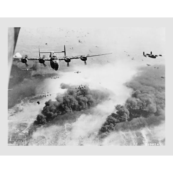 Print: Waves Of Consolidated B-24 Liberators Of The 15th Aaf Fly Over The