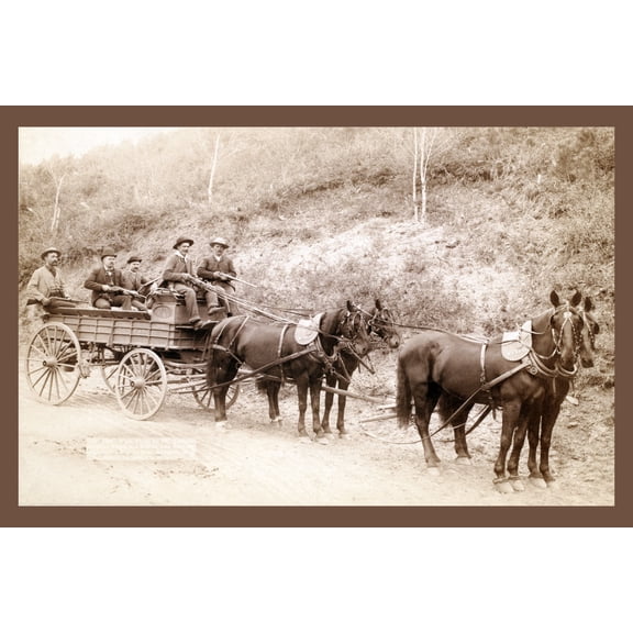 Print: Wells Fargo Express Co. Deadwood Treasure Wagon And Guards With